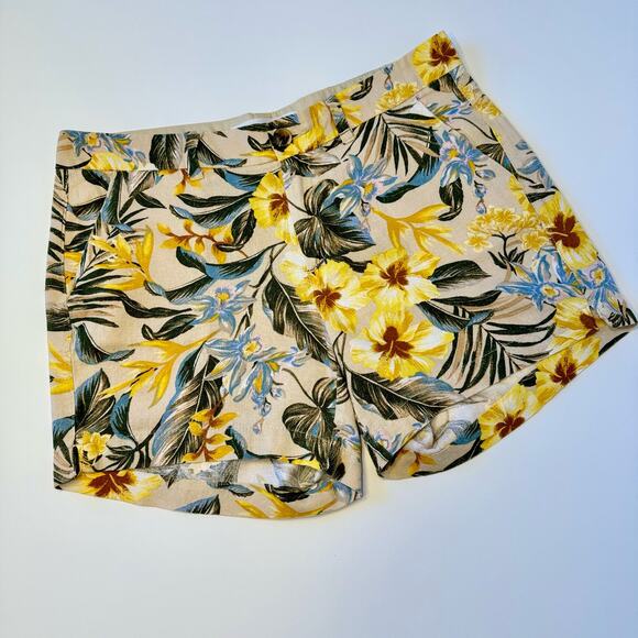 Old Navy Mid-Rise Everyday Printed Botanical Linen Blend Shorts - Picture 1 of 8